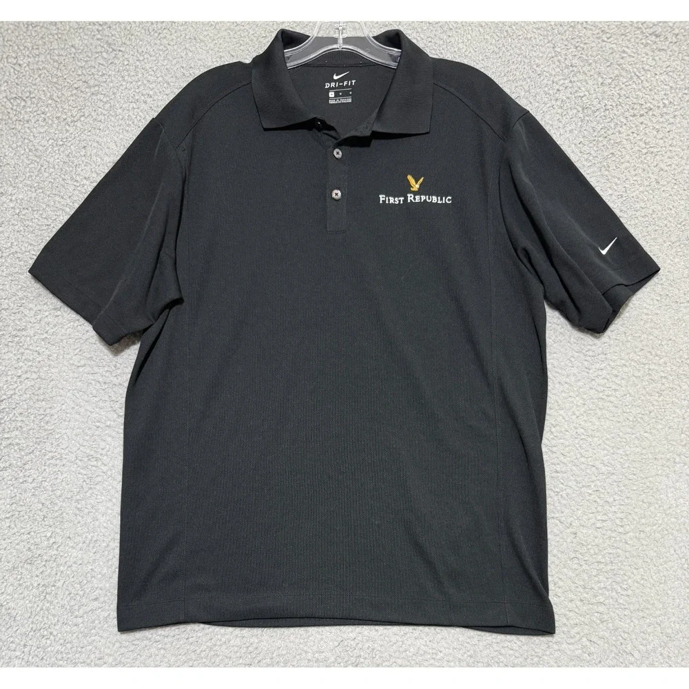 Nike Dri-FIT Short Sleeve Golf Black Polo Mens Medium First Republic